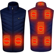 (Blue, 4XL) Aoopoo Electric Heated Vest For Men Women Gilets 8 Zone Usb Charging Waistcoat 3 Heating Jacket Coats For Outdoor Activities Hiking