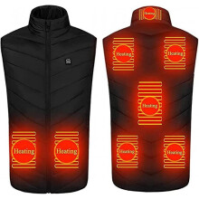 (Black, 4XL) Aoopoo Electric Heated Vest For Men Women Gilets 8 Zone Usb Charging Waistcoat 3 Heating Jacket Coats For Outdoor Activities Hiking