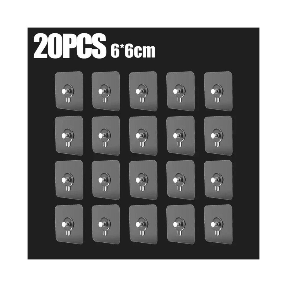(20Pcs) Self-Adhesive Hook Strong Adhesive Picture Frame Nails Hooks Transparent Seamless Wall Hangers Hanging Clock Wall Sticker Holder Iron Organi 5011686712311