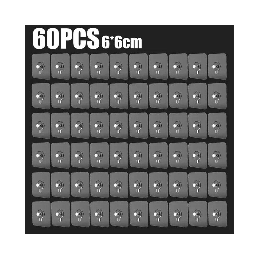 (60Pcs) Self-Adhesive Hook Strong Adhesive Picture Frame Nails Hooks Transparent Seamless Wall Hangers Hanging Clock Wall Sticker Holder Iron Organi 5011686712359