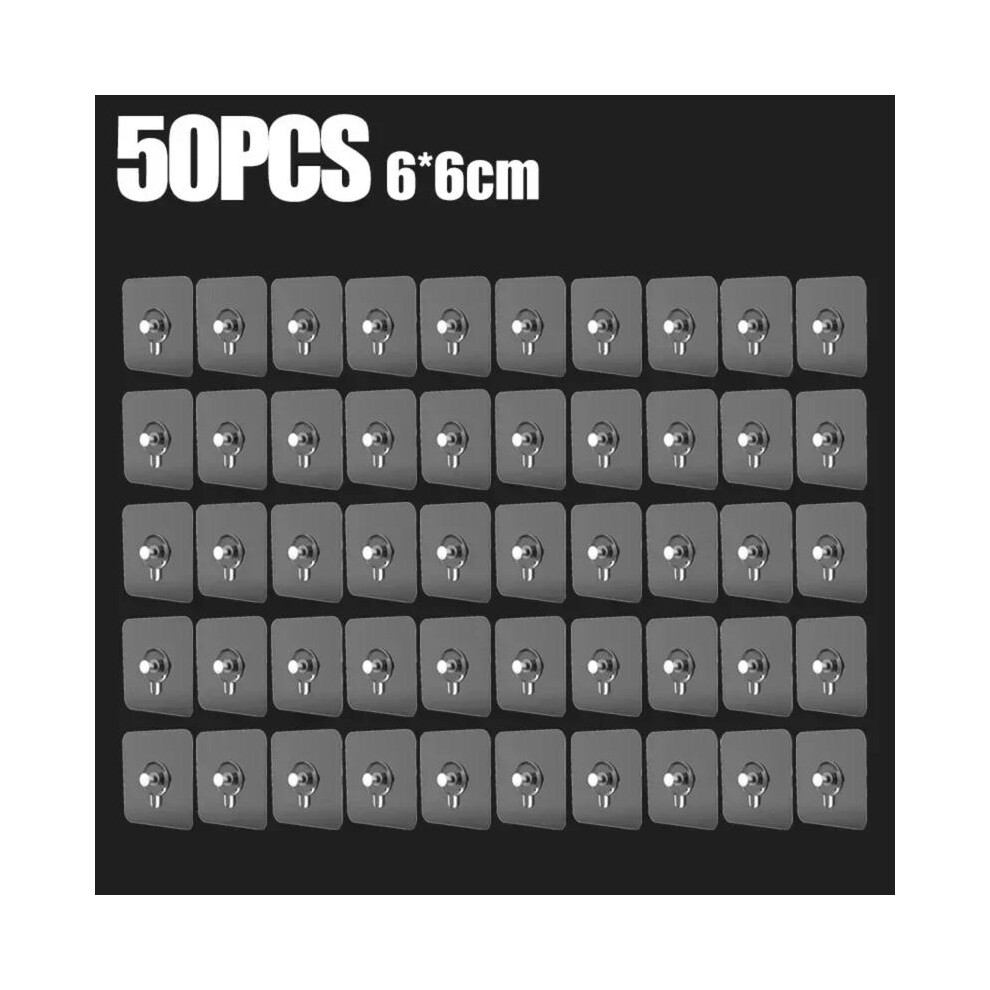 (50Pcs) Self-Adhesive Hook Strong Adhesive Picture Frame Nails Hooks Transparent Seamless Wall Hangers Hanging Clock Wall Sticker Holder Iron Organi 5011686712342