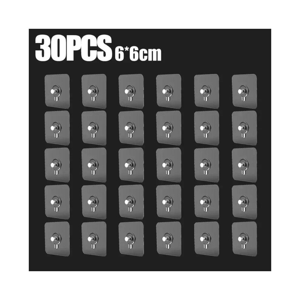 (30Pcs) Self-Adhesive Hook Strong Adhesive Picture Frame Nails Hooks Transparent Seamless Wall Hangers Hanging Clock Wall Sticker Holder Iron Organi 5011686712328