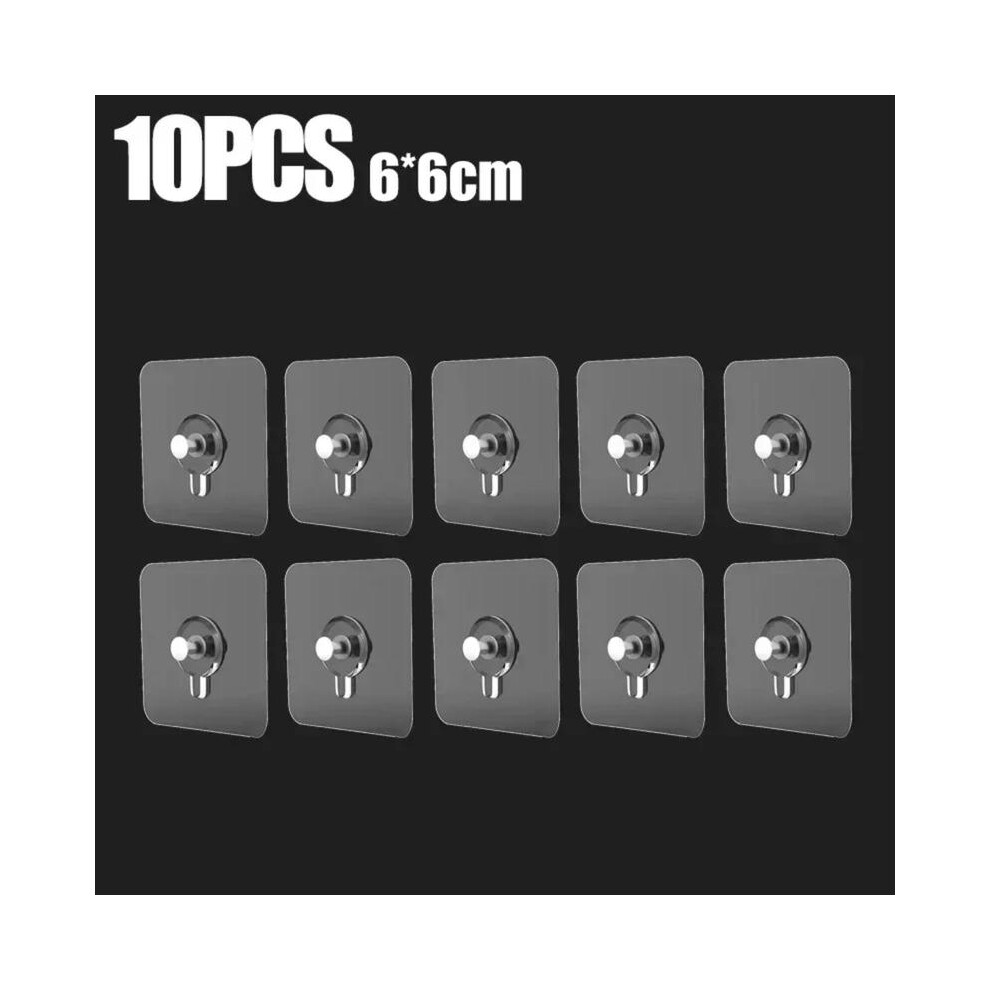 (10Pcs) Self-Adhesive Hook Strong Adhesive Picture Frame Nails Hooks Transparent Seamless Wall Hangers Hanging Clock Wall Sticker Holder Iron Organi 5011686712304