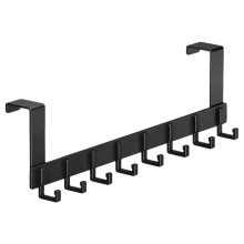 (1x Black) 1x Over the Door Hanger 8 Hooks Home Bathroom Metal Rack for Clothes Towel Coat