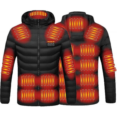(Medium, Blue) USB Charging Heated Jacket for Men and Women - Windproof Electric Warm Coat