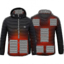 (4XL, Black) Heated Jacket, Winter Outdoor Warm Electric Heating Coat, 8 Heating Zones
