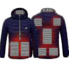 (4XL, Blue) Heated Jacket, Winter Outdoor Warm Electric Heating Coat, 8 Heating Zones