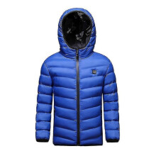 (150cm, Peacock Blue) Boys Girls Usb Electric Heated Jacket Winter Warm Padded Coat
