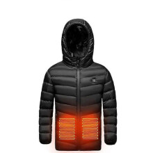 (160cm, Black) Boys Girls Usb Electric Heated Jacket Winter Warm Padded Coat