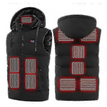 (L, Black) Men'S Hooded Heated Vest Jacket Zone 11