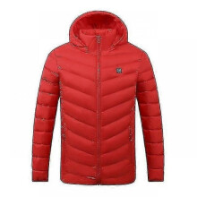 (4XL) Usb Electric Heating Hooded Vest Smart Charging Heated Vest Jackets Winter Thermostatic Thermal Warmer Jacket Outdoor Large Zone Red