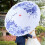 Winddichter blauer Damenregenschirm mit kunstvollem Handwerksdesign 7
