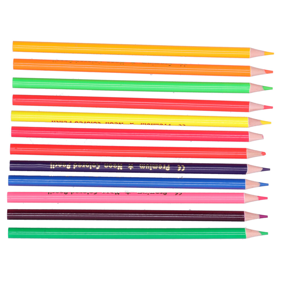 Neon & Metallic Colored Pencils 12Pcs For Sketch Graffiti & Art Projects Au 7681359368473