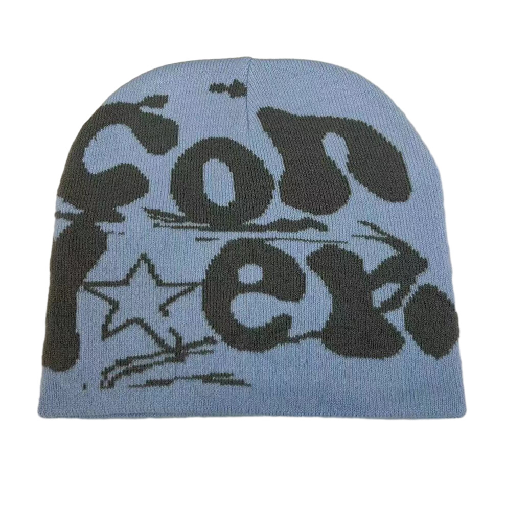 Blue Male Star Beanies Hat 2000S Accessories Skull Cap Turbans