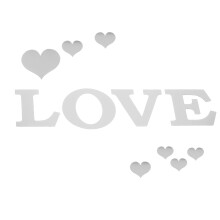 Mirror Heart Shape Wall Sticker 13cm Silver 3D DIY Decor