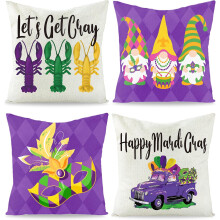 WATINC 4 Pièces Housses de Coussin Mardi Gras, Décorations de Carnaval 45x45cm