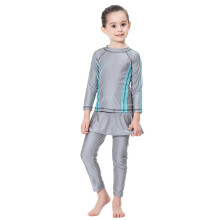 Girls' Modest Long Sleeve Swimsuit - Quick-Dry Burkini Style Swimming Costume with Skirt and Cap for Beach Pool and Surfing