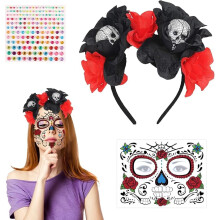 TECHEEL Opaska na Halloween, Tatuaże na Twarz, Kostium na Halloween