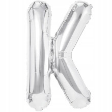 Balon Foliowy w Kształcie Litery K Srebrny 40 cm