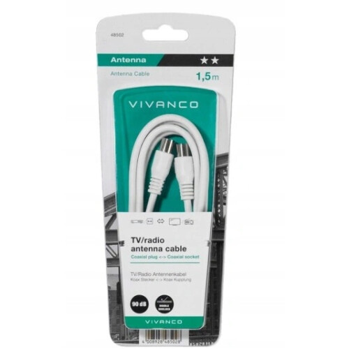 Vivanco Câble d'antenne 1.5m. 90dB Blanc Modèle 48502 WT - GN 1