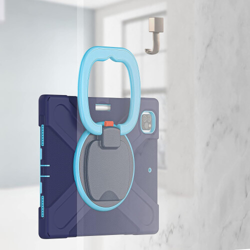 Étui pour iPad Pro 12.9" avec Support Rotatif Robuste Bleu Marine 2