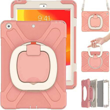 Etui do iPad 10.2" z Obrotową Podstawką i Paskiem na Ramię Różowe