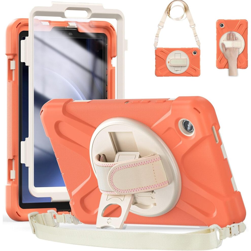 Heavy-Duty Case For Ipad Air & Pro - Shockproof Cover With Hand Strap, Kickstand & Shoulder Strap For Air 4/5 10.9 & Pro 11 Orange 5906792643935