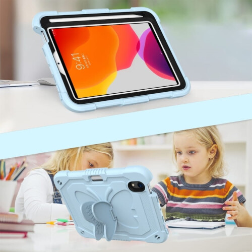 Étui pour iPad Mini 6 avec bandoulière blindé bleu 2