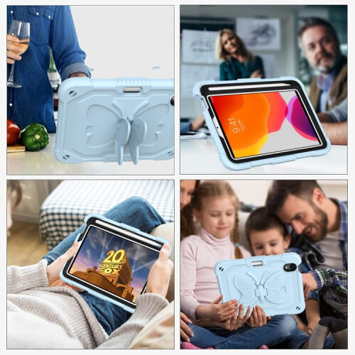 Étui pour iPad Mini 6 avec bandoulière blindé bleu 1