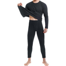 Men's Fleece-Lined Thermal Underwear Set - Lightweight Long Johns Base Layer for Winter Sports & Outdoor Work with Four-Way Stretch