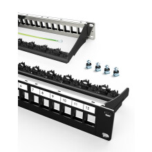 Enmane 12-Port Blank Patch Panel Geschirmt Schwarz