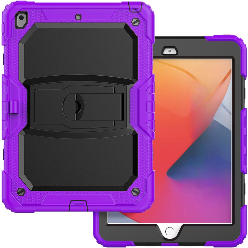 Heavy-Duty Case For Ipad 10.2" - Shockproof Cover With Kickstand & Pencil Holder For Ipad 9Th, 8Th, 7Th Generation Purple 5906792659592