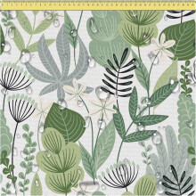 Waterproof Fabric with Leaf Pattern - 160cm Wide 600D Polyester Oxford Material for Outdoor Upholstery, Cushions & Garden Furniture