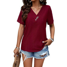 Missdong T-shirt Femme Bordeaux Taille S Encolure Classique