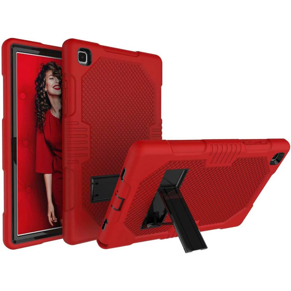 Armour Case For Galaxy Tab A7 10.4 - Heavy Duty Shockproof Cover With Built-In Kickstand For Kids & Drop Protection Red 5906792660086