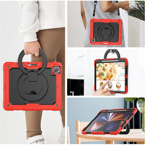 Étui pour iPad Pro 11” avec Support Rotatif et Emplacement pour Stylet Rouge 1