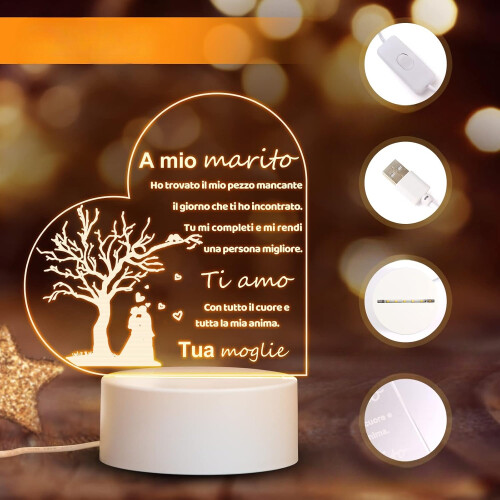 HooJtny Lampe LED pour mari Blanc 2