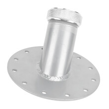 Durable Fuel Filler Neck 45 with Steel Base and Aluminum Cap 1.5in Silver