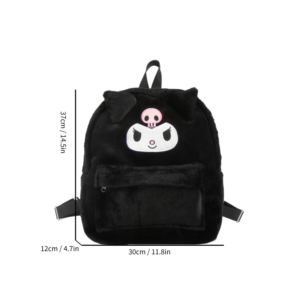 (Large backpack, black Kuromi style, 40*30*12 cm (0.32 kg)) Kuromi backpack, student bag, plush toy-image-OPC-PMTPZ6R-NEW