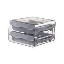 (Gray., one-size) Double Layer Drawer Type Egg Storage Box, 1 Count Clear Pull Out Fresh Egg Box, Egg Organizer For Home Kitchen Refrigerator, Kitchen