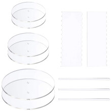 11pcs Acrylic Cake Disk Set Circle Base Boards Pillar Comb-2