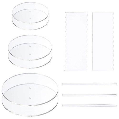 11pcs Acrylic Cake Disk Set Circle Base Boards Pillar Comb-2
