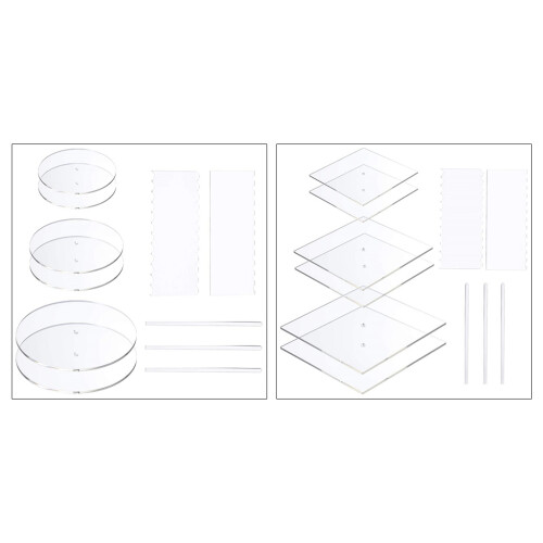 11pcs Acrylic Cake Disk Set Circle Base Boards Pillar Comb-2 2