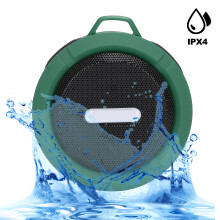 C6 Waterproof Bluetooth Speaker with Suction Cup, 3W, 500mAh, Green