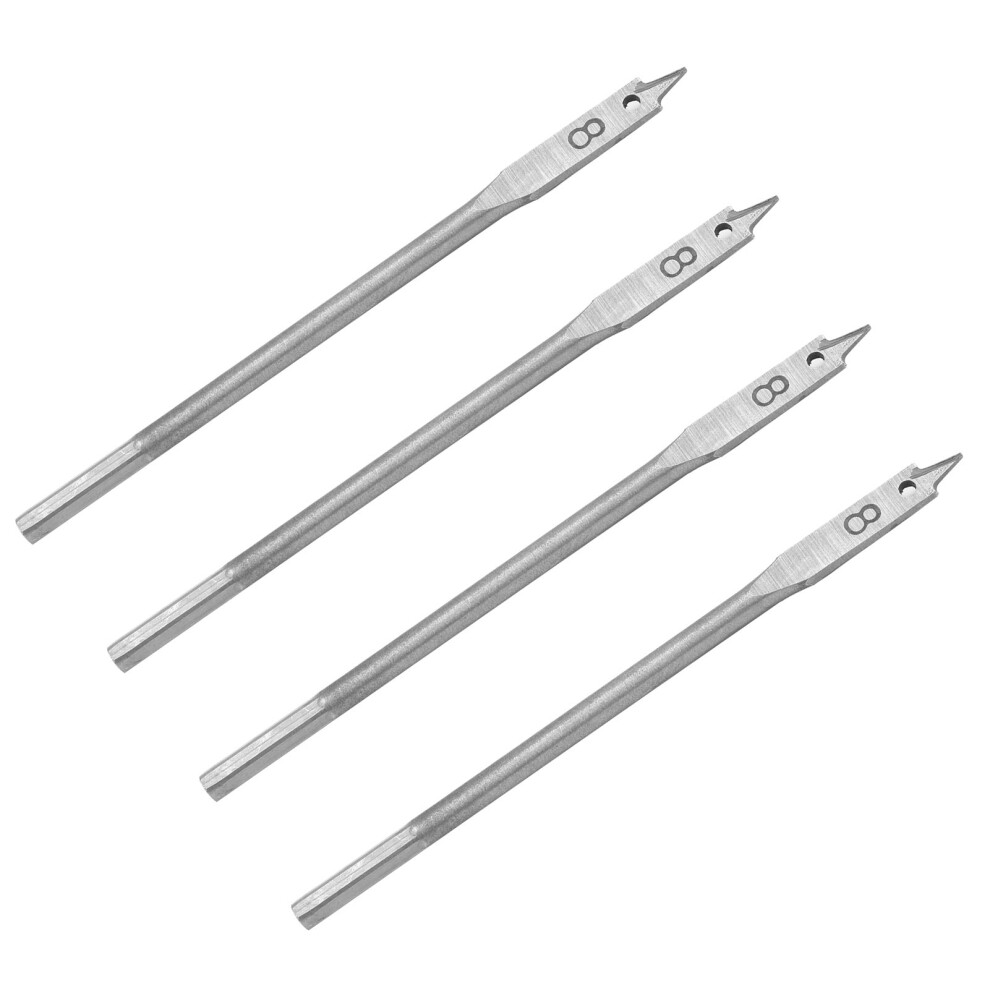 4Pcs High Carbon Steel Spade Drill Bits, 8Mm, Woodworking Tools 5001359387830