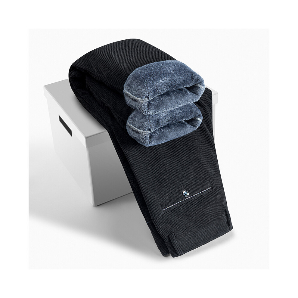 (black, 34) Men's Clothing  2025 New Men's Thick Warm Corduroy Casual Pants Fashion Business Straight Wool Trousers Black Grey Brand Winter Hot Pants-image-OPC-PMTQ8TC-NEW