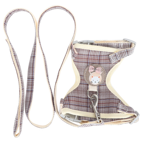 Adjustable EscapeProof Cat Vest Coffee Pattern Breathable 3.58kg Fit