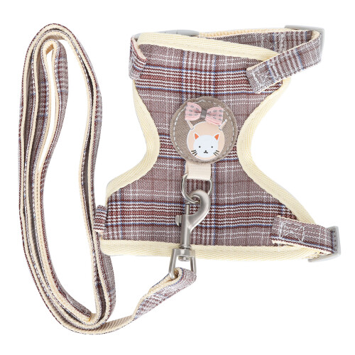 Adjustable EscapeProof Cat Vest Coffee Pattern Breathable 3.58kg Fit 1
