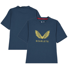 (7-8 Years) Scarlets Rugby T-Shirt Kid's Castore Cotton Logo Top - New