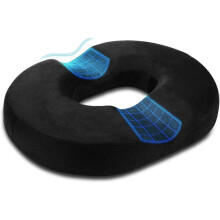 Almofada Donut Pillow para Hemorroidas - Almofada Ortopédica para Alívio da Dor na Gravidez, Cóccix, Escaras, Pós-Parto, Ciática, Preta